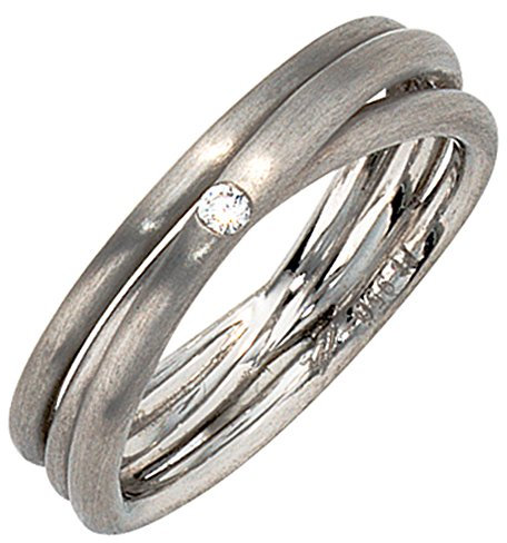 Jobo Damen-Ring aus 950 Platin matt mit Diamant Größe 56