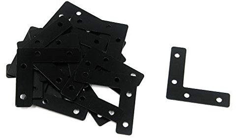 Metal Mending Plate Karcy Flat Corner Brace 60x60mm/2.36x2.36 (LxW) Metal Mending Bracket L Shaped with Screws Black Set of 20