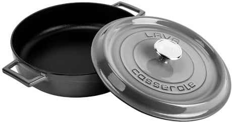 Lava Premium Serie - Allzwecktopf aus Gusseisen, rund, 28 cm, Majolic Grau