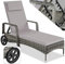 tectake® Chaise Longue Bain de Soleil en Resine Tressee Résistant Inclinable avec Roulettes Transat Salon de jardin exterieur Mobilier de Jardin Chaise Longue Piscine Plage - Gris/Gris Clair
