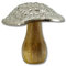 Mango-Holz und Metall Figur Pilz braun Silber 11 x 11cm Dekofigur Wald-Deko Tisch Dekoration