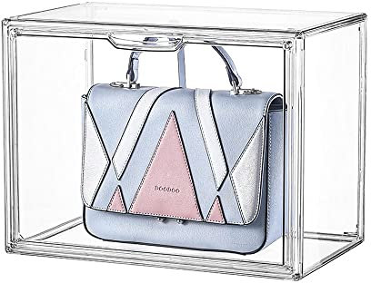 YUEHUA Handtaschen Aufbewahrung, Schuhboxen, Stapelbare Kunststoffboxen mit durchsichtiger Tür, Schuhaufbewahrung, für Schuhe bis Größe 46, 36 x 27 x 22 cm