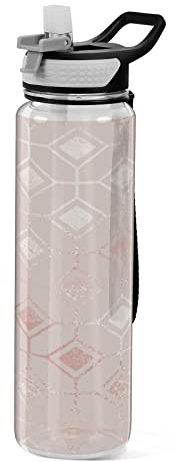 linqin Roségold, quadratische Wasserflasche, für Damen und Herren, 1 Liter