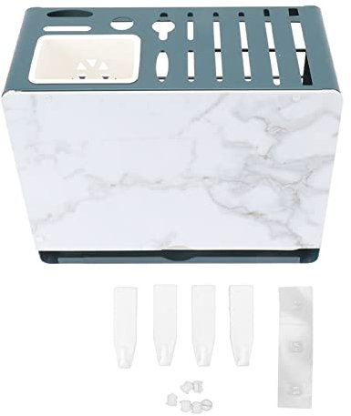 Space Saving Cutting Board, Multifunctional Knife Blocks with White Plate Cutting Board Pot Lid Holder for Countertop(Wall-Mounted Knife Plate Holder -Green Rack+White Plate)