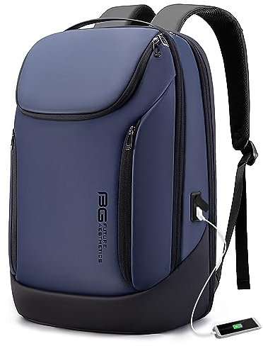 BANGE Business Smart Backpack Waterproof fit 15.6 Inch Laptop Backpack with USB Charging Port,Travel Durable Backpack (Blue(three Pocket)