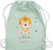 Turnbeutel Rucksack - Tiger mit Name und Datum - Geburtstag Geburt Tiermotiv Geschenk - Unisize - Pastell Grün - tiger, baumwolle personalisierte baumwoll tigermotiv personalisieren geschenke motiv