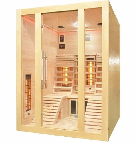 Bagno Italia Sauna de 150 x 150 cm con placas infrarrojas Full Spectrum dos plazas Bluetooth luces LED
