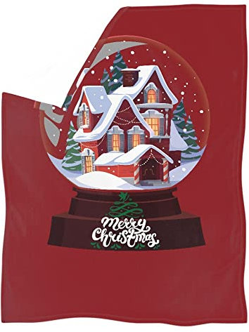 fifbird Weihnachts-Bettwäsche, Schneeflocken-Kristallkugel-Muster, rotes Flanell, waschbar, romantisches Geschenk, Winter, warme Überwürfe, volle Größen, schwere Decke, Stressabbau, 152,4 x 127 cm