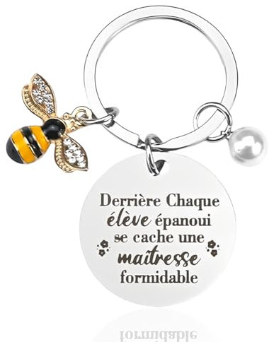 IOURVYA Français Porte Clef Maitresse Merci Maitresse Cadeau Maitresse d'école Maternelle Professeur,Cadeau Maitresse Noel Pâques