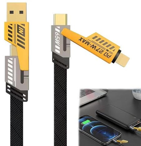 Multi Charging Cable,1 PCS Dual Head Type C Data Usb 4 in 1,USB C to Lighting Multiple Charger Cable,Multi Charger Cable 4 in 1 Fast Charging,Compatible for i-Phone and for Android and tablets