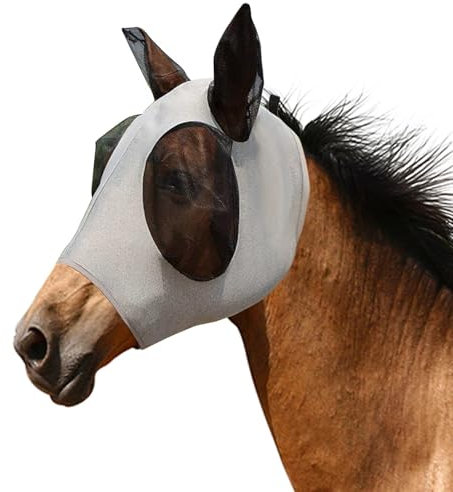 Yizwins - Máscara antimoscas para caballo, protección UV, protección contra moscas de caballo, supercomodidad, máscara antimosca, con protección de los oídos, máscara antimoscas