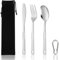 OWill 3 Pieces Cutlery Set, Camping Knife and Fork Sets Stainless Steel Flatware Set Portable Silverware Set for Travel Office School Picnic