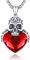 PARYFO Totenkopf Halskette 925 Sterling Silber Totenkopf Anhänger mit rotem Kristall Schädel Gothic Kette Damen Halloween Schmuck Weihnachts Geschenke für Männer Frauen Mädchen