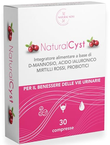 NaturalCyst® | D-mannosio puro con fermenti lattici probiotici | Acido Ialuronico | Mirtillo rosso | per Candida Vaginosi e infezioni delle vie urinarie | Vegan, senza Glutine, Senza lattosio