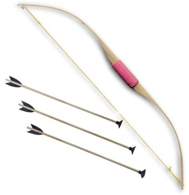 Jamso Design - Bogenset rosa | Bogen + 3 Pfeile mit Saugnapf für ungefährliches Schießen | Bogen mit rosa Schnurumwicklung