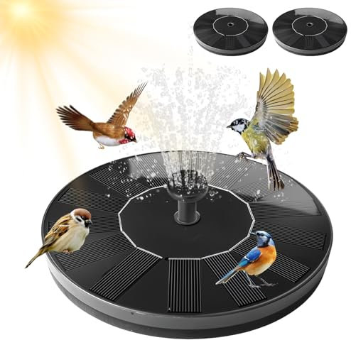 2 x Solar Springbrunnen für Außen, 16cm Solarbrunnen Teichpumpe mit 4 Düsen, Solar Wasserpumpe Schwimmender Brunnen Pumpe für Draussen Teich Pool Garten Vogeltränke Wasserspiel
