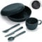 Berglander Kit da campeggio con ciotola, piatto, tazza, cucchiaio, forchetta, coltello borsa per il trasporto, attrezzatura da viaggio in campeggio per viaggi, facile da trasportare e pulire (Verde)
