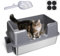 Katzenklo Edelstahl XXL,Masthome Katzentoilette Edelstahl Große,Katzentoiletten Hoher Rand, Auslaufsicher und Gegen Verschüttungen,Katzenklo mit Katzenstreuschaufel (60Lx40Wx31.5Hcm)