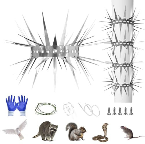Marderabwehr,Taubenabwehr,Vogelabwehr-Spikes,Marderschreck für Fallrohr,Balkon,Dachrinne,zum Vertreiben von Eichhörnchen,Waschbären,Katzen,Verschlungene Dornen – optimaler Schutz,schneidbar(100 cm)