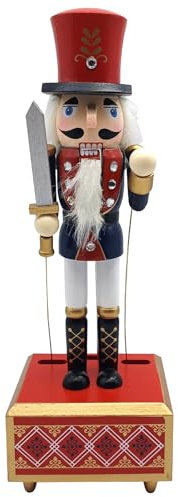 AOOOWER Schiaccianoci di Natale Ornamento Legno Schiaccianoci Soldato Music Box Decorazioni per Natale