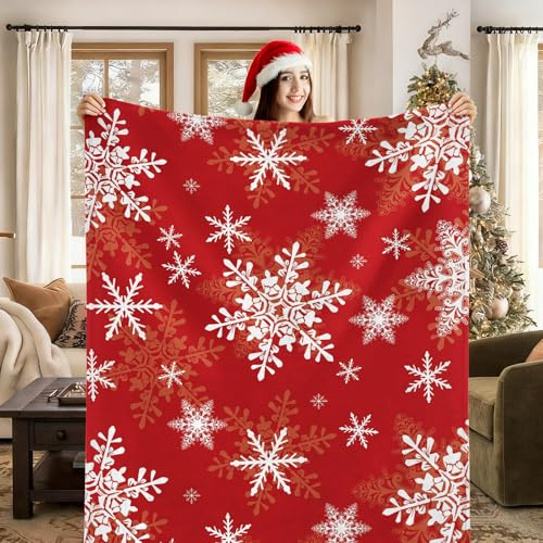 JOTOM Weihnachten Kuscheldecke, Flauschig Weihnachtsdecke 130x150cm, Warm Wohndecke Sofaüberwurf Decke für drinnen, draußen Couchdecke Sofadecke Weihnachtsdeko