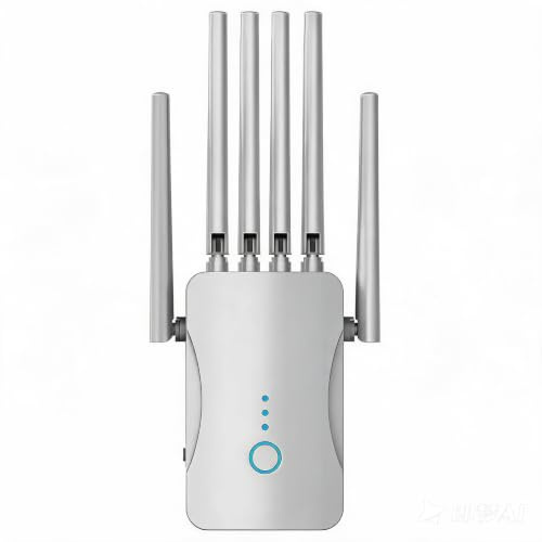 Repeteur WiFi Puissant avec 6 Antennes, Amplificateur WiFi, Répéteur WiFi Compatible avec 64 Appareils, Modes (Répéteur, AP), pour la Maison et Le Bureau