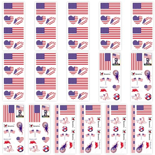 Lot de 16 tatouages temporaires de football pour la Coupe du Monde 2026, drapeau national des États-Unis, autocollants de football, imperméables, pour fans de l'équipe nationale américaine, décoration