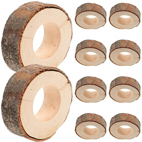 Healifty 10 Rustikale hölzerne Serviettenringe Handgefertigte unvollendete Kreis Servietten Serviettenhalter für Tisch DIY Projekte Hotel Craft Making Hochzeit