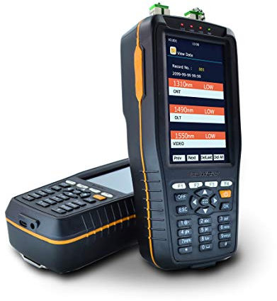 SUWOLF 1310/1490 / 1550nm tragbares optisches PON-Leistungsmessgerät, tragbares PON-Glasfaserkabeltester-Werkzeug mit 10 km 650nm VFL und 850–1625nm Faserleistungsmesser für GPON- und EPON-Netzwerke