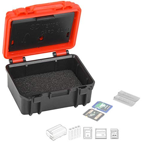 Camera Battery and Memory Card Storage Case, Portable SD Memory Cards Holder Box, Dust-Proof Sturdy Tank Organizer for LP-E6, for EN-EL15