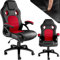 TecTake® Silla Gamer Ergonómica, Ajuste de Altura, Silla de Escritorio de Oficina, Silla de Estudio con Acolchado Cómodo, Silla con Reposabrazos y Ruedas, Sillas Gaming para Ordenador - Negro/Rojo