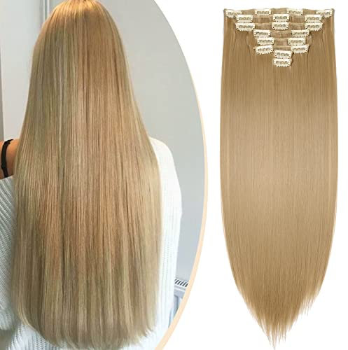 S-noilite Clip In Extensions Haarverlängerung Glatt 8 Teiliges SET 18 Clips 8Pcs Voller Kopf Wie Echthaar 66cm Aschblond