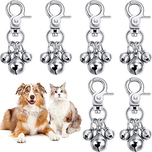 Weewooday 6 Stücke Haustier Glocken für Halsbänder Laute Hundeglocken Schlüsselringe Hundeglocken Halsband Charm Hund Verdreifach Glocke Anhänger für Hunde Katze Halskette Halsband Dekor (Silber)