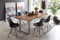 SAM 7tlg. Essgruppe Dora 160 x 85 cm, Mangoholz massiv & naturfarben, Baumkantentisch mit Metallgestell in Silber, echte Baumkante, + 6X Schalenstuhl Lerche in Schwarz