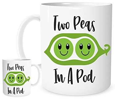 Kaffeebecher mit Aufschrift Two Peas in A Pod, 325 ml