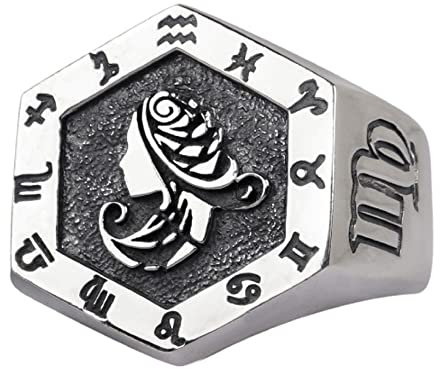 Vintage Echt 925 Sterling Silber Astrologie Sternzeichen Ring Jungfrau Konstellation Ring Tierkreiszeichen Ring Schmuck für Herren Damen Offen Verstellbar
