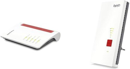 Router AVM Fritz!Box 7530 AX WI-FI 6 (versione internazionale) & Fritz!WLAN Mesh Repeater 2400 (Dual-WLAN AC + N fino a 1.733 MBit/s (5GHz) + 600 MBit/s (2,4 GHz), 1x Gigabit LAN, versione tedesca)