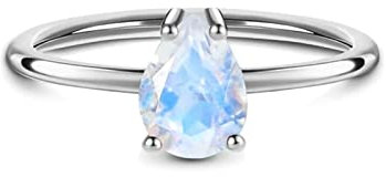 Bishilin Ring Silber 925 Damen, Eheringe Solitär mit Tropfen Mondstein Verlobungsringe Nickelfrei Silber Gr.52 (16.6)