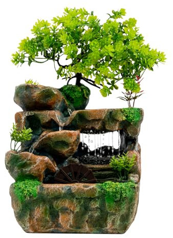 LED Drunnen Garten Tisch Zimmer Brunnen Schalen Steingärten Wasser Bäume Lampe zimmerbrunnen Wasserspiel Garten Springbrunnen