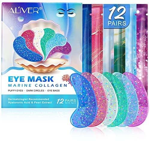 Augenpads Marine Kollagen 24PCS, Eye Pads mit Hyaluronsäure für Augenpads Gegen Tränensäcke, Augenringe entfernen, Augenpads Gegen falten