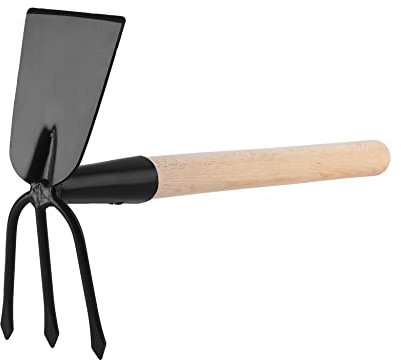 Garronda Doppia Zappa da Giardino a Forma di Cuore con Tridente Piccola Zappa con Rastrello GD-0007 (Zappetta per erbacce: nera, a forma di cuore)
