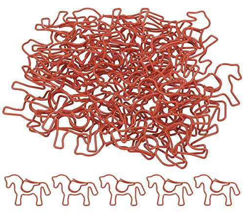 sourcing map Papier Klemme Pferd Tier-Geformt Niedlich Dekorativ Spaß Klammern Lesezeichen mit Box 1.4 Rot für Organisieren Büro Haus Pack von 40