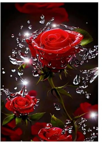 MytaYt Diamond Painting Set 5D Diamond Painting Gefrorene Rose Diamant Painting Bilder Rose Flower Diamond Painting Rose für Wohnzimmer DIY Handgefertigt Wand Dekoration (30 X 40 Cm)