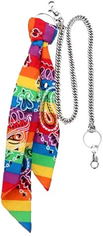 Frotox Bunte Hip Hop Baumwoll Regenbogen Bandana Hosenkette, Einzigartige Kopftuch Geldbörsenkette, Stilvolle Regenbogen Bandana Hosenketten, Verstellbare Länge