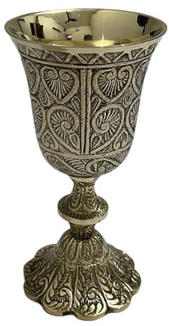 Morcomart Eleganter Messing-Kelchkelch Arthur King Weinbecher für Kommunion, mittelalterlich inspirierter Kelch, 98790