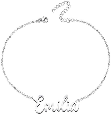 various Armband für Damen mit Namen, Edelstahl, personalisierbar, Silber, für Damen, personalisierte Geschenke für Frauen, Mütter, Mädchen, Paare, beste Freundin, 232mm, Legierter Stahl