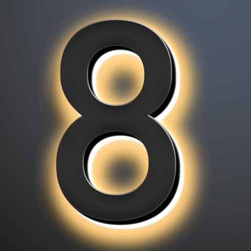 6 Inch Illuminated House Numbers For Outside, Backlit LED Home Address Signs, LED Address Lights For House, Light Up House Number Sign For Outdoor,8