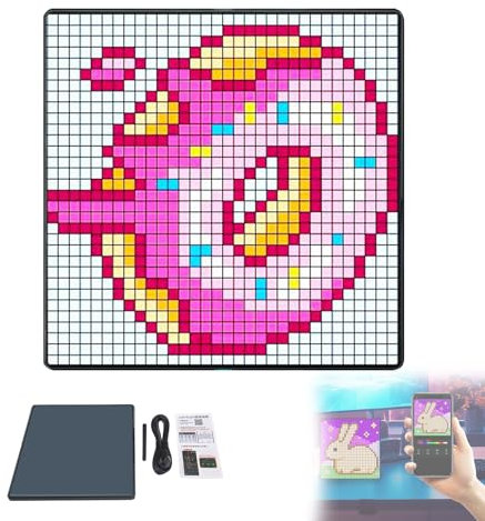 Pixel Art Display Digital Photo Frame, DIY LED Bluetooth 32 X 32 Programmable App Control Gaming Accessories, Digital Alarm clock, Neon Light for Room Decoration
