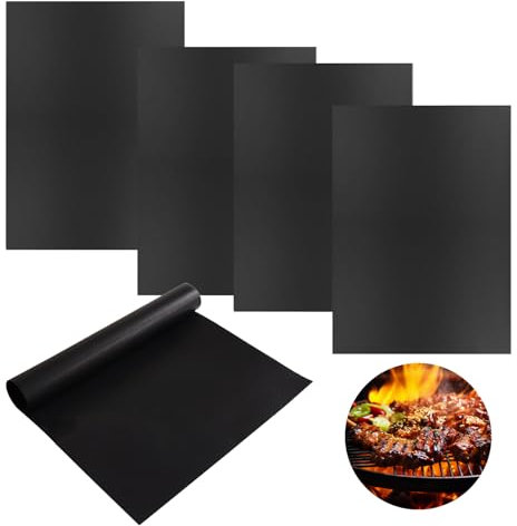 5er Set 40cm x 33cm BBQ Grillmatte, Grillmatten für Gasgrill Antihaft Grillmatten Wiederverwendbar Grill Matten zuschneidbar Hitzebeständig, für Gasgrill Holzkohlegrill Grill Backofen