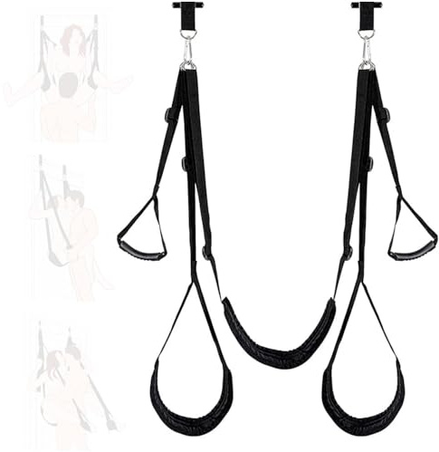 1 pz Altalena da porta in nylon nero con seduta - Feltro con cinghie regolabili